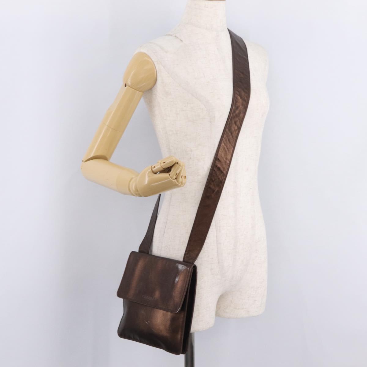 CHANEL Shoulder Bag Lamb Skin Bronze CC Auth 208250A