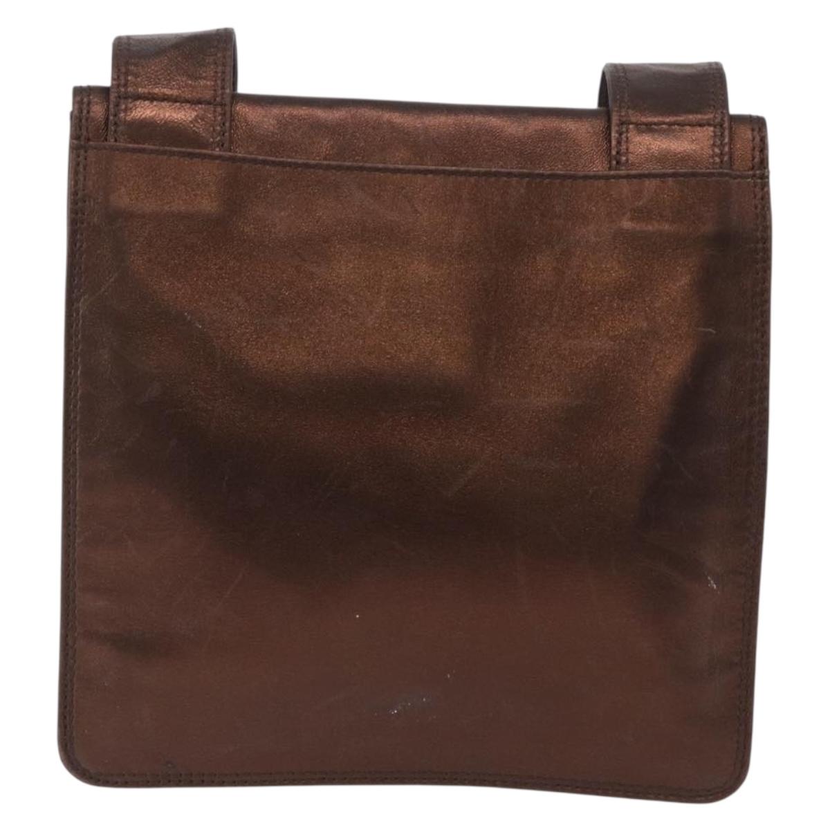 CHANEL Shoulder Bag Lamb Skin Bronze CC Auth 208250A