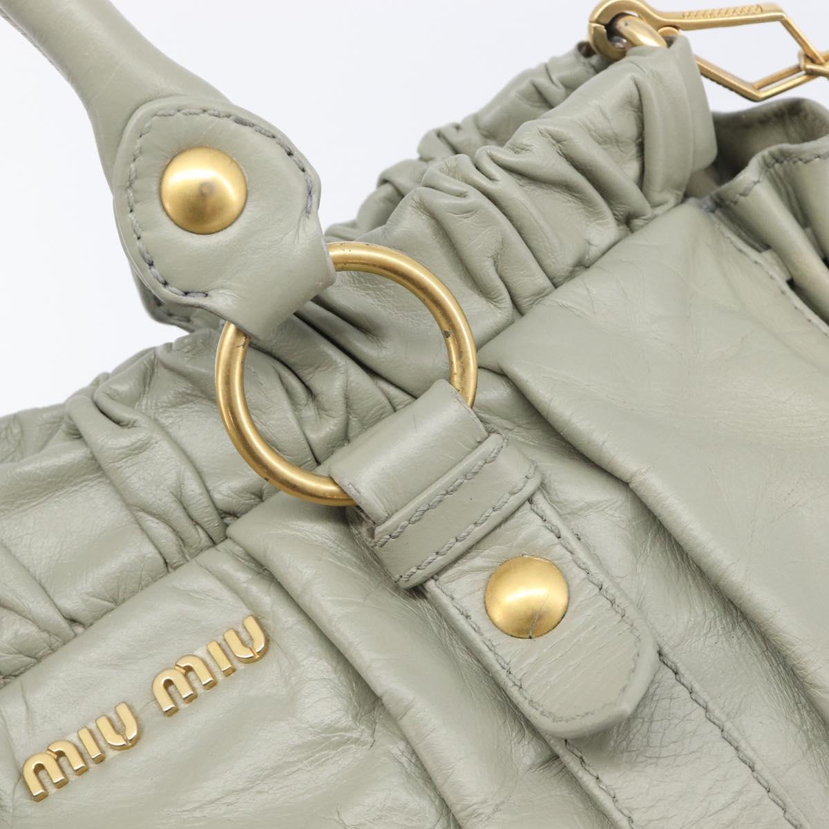 Miu Miu Hand Bag Leather 2way Gray Gold Auth 208252A