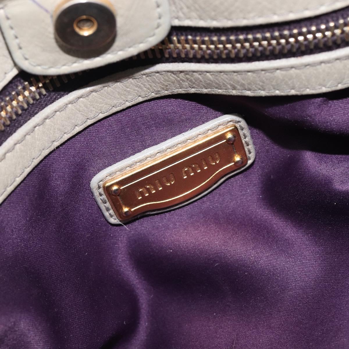 Miu Miu Hand Bag Leather 2way Gray Gold Auth 208252A