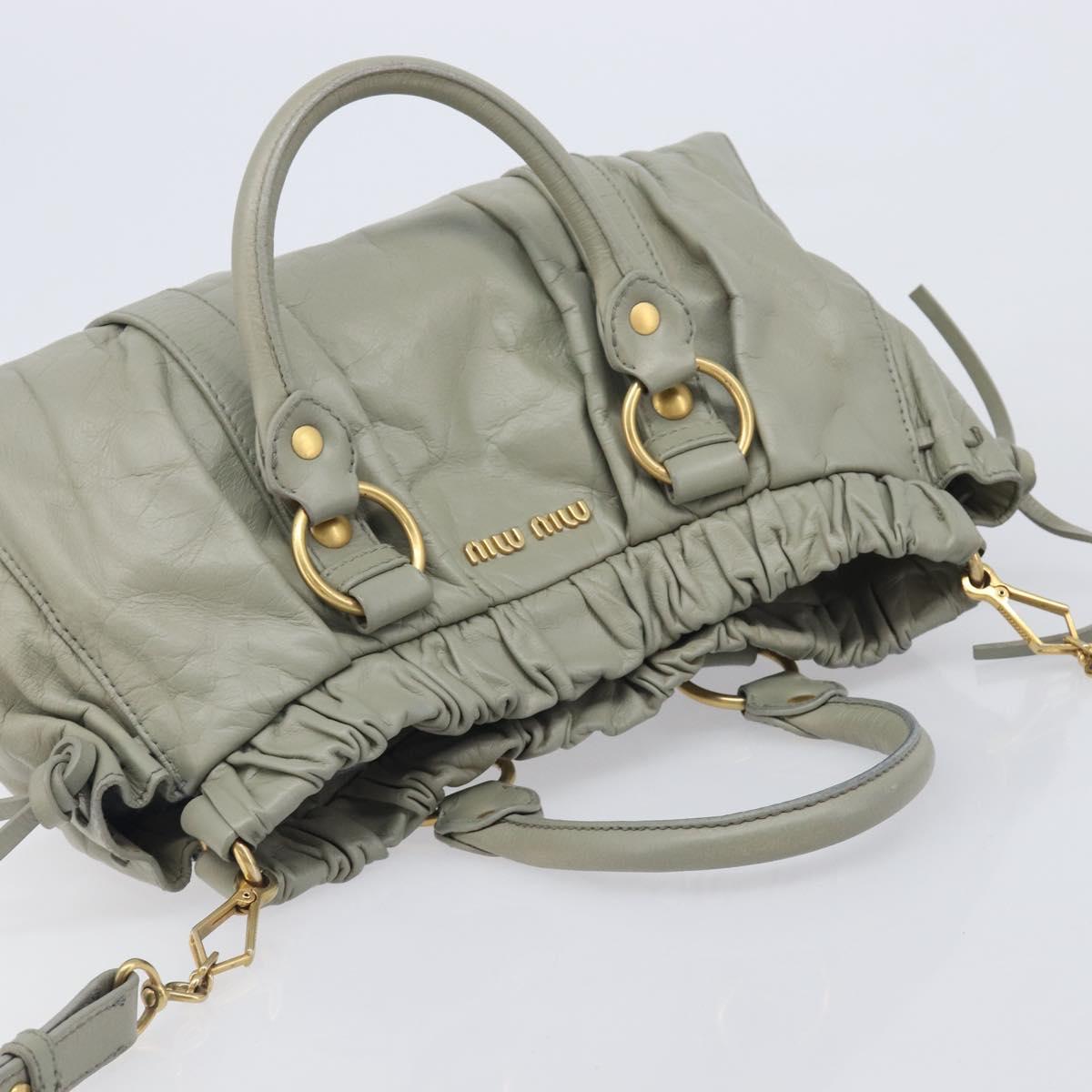 Miu Miu Hand Bag Leather 2way Gray Gold Auth 208252A