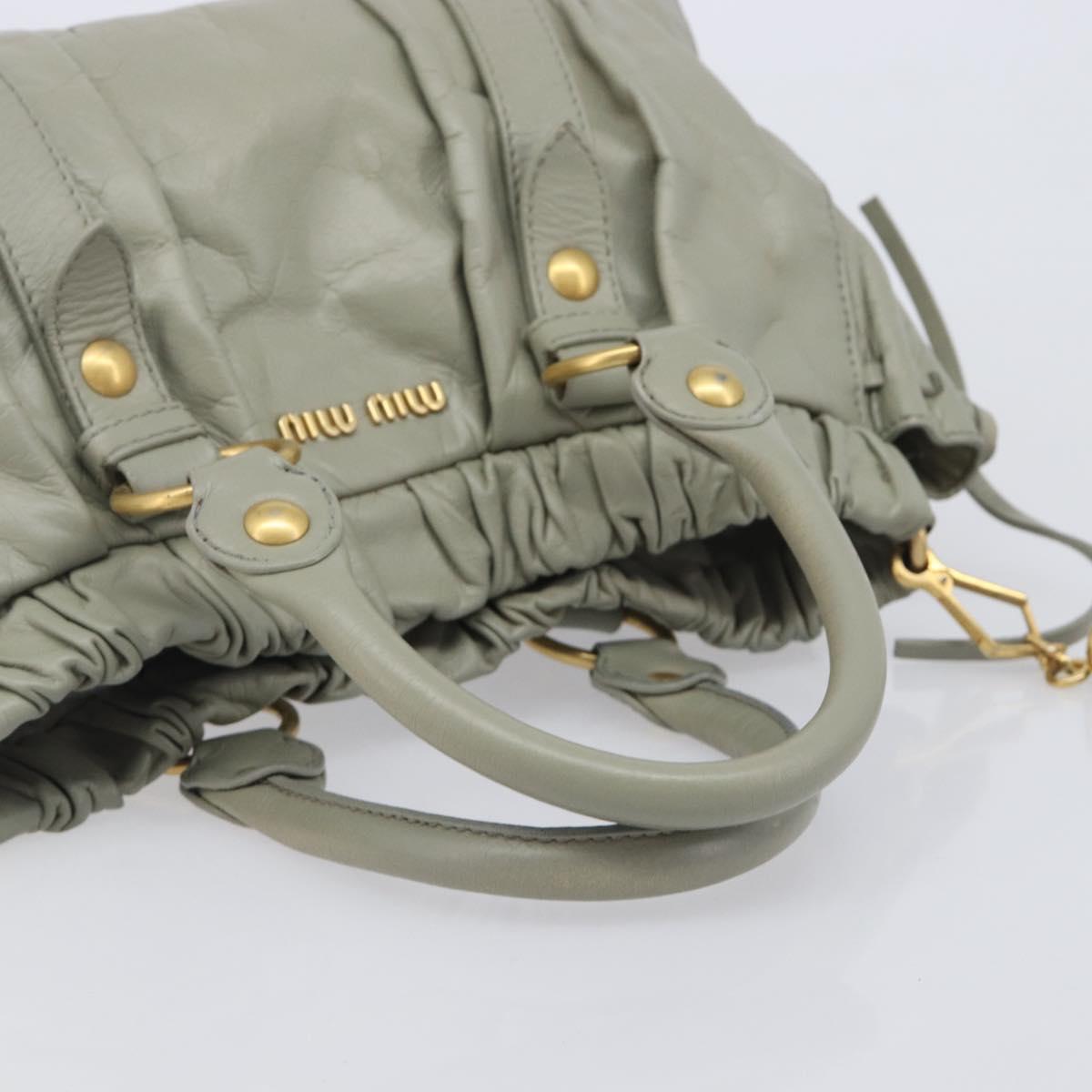 Miu Miu Hand Bag Leather 2way Gray Gold Auth 208252A