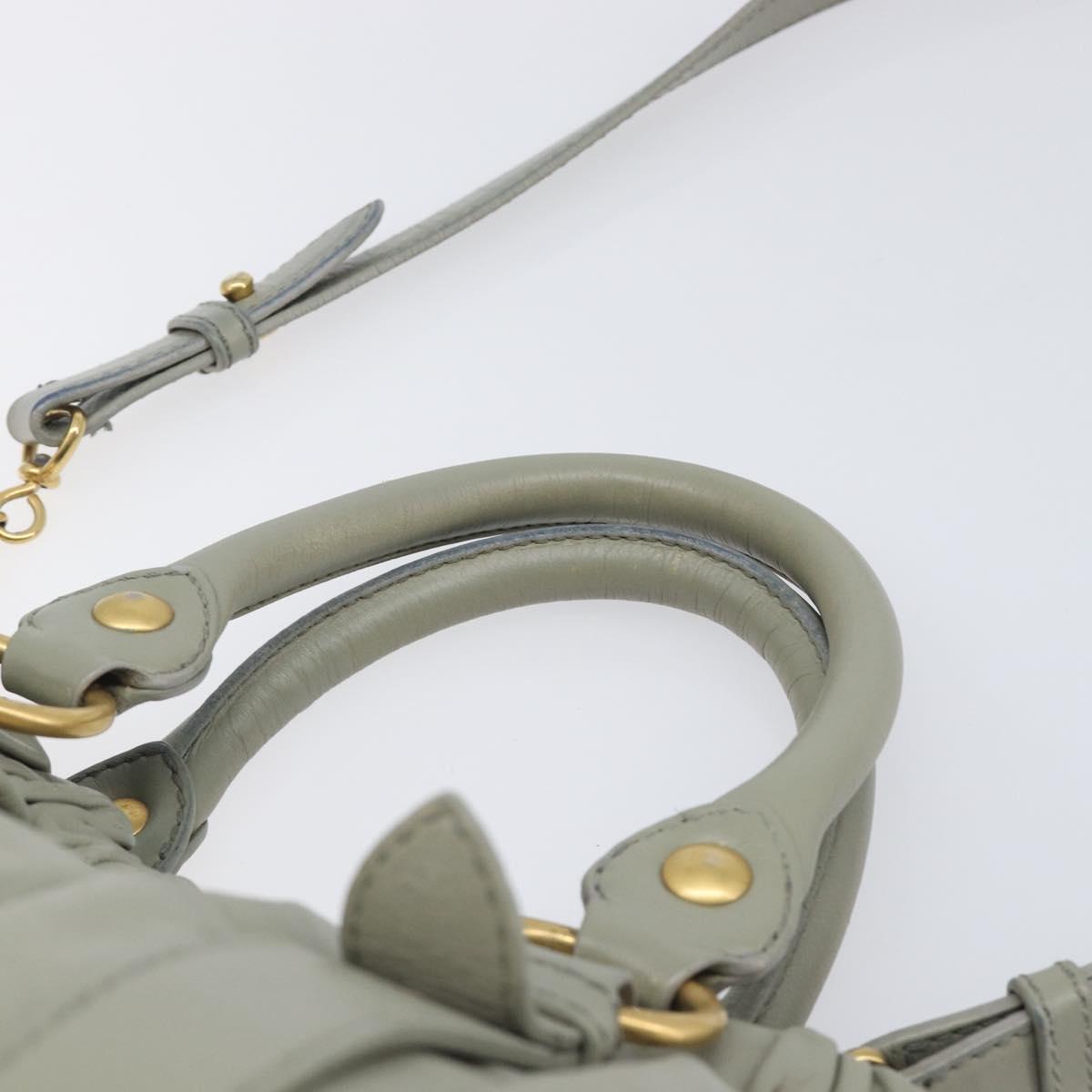 Miu Miu Hand Bag Leather 2way Gray Gold Auth 208252A