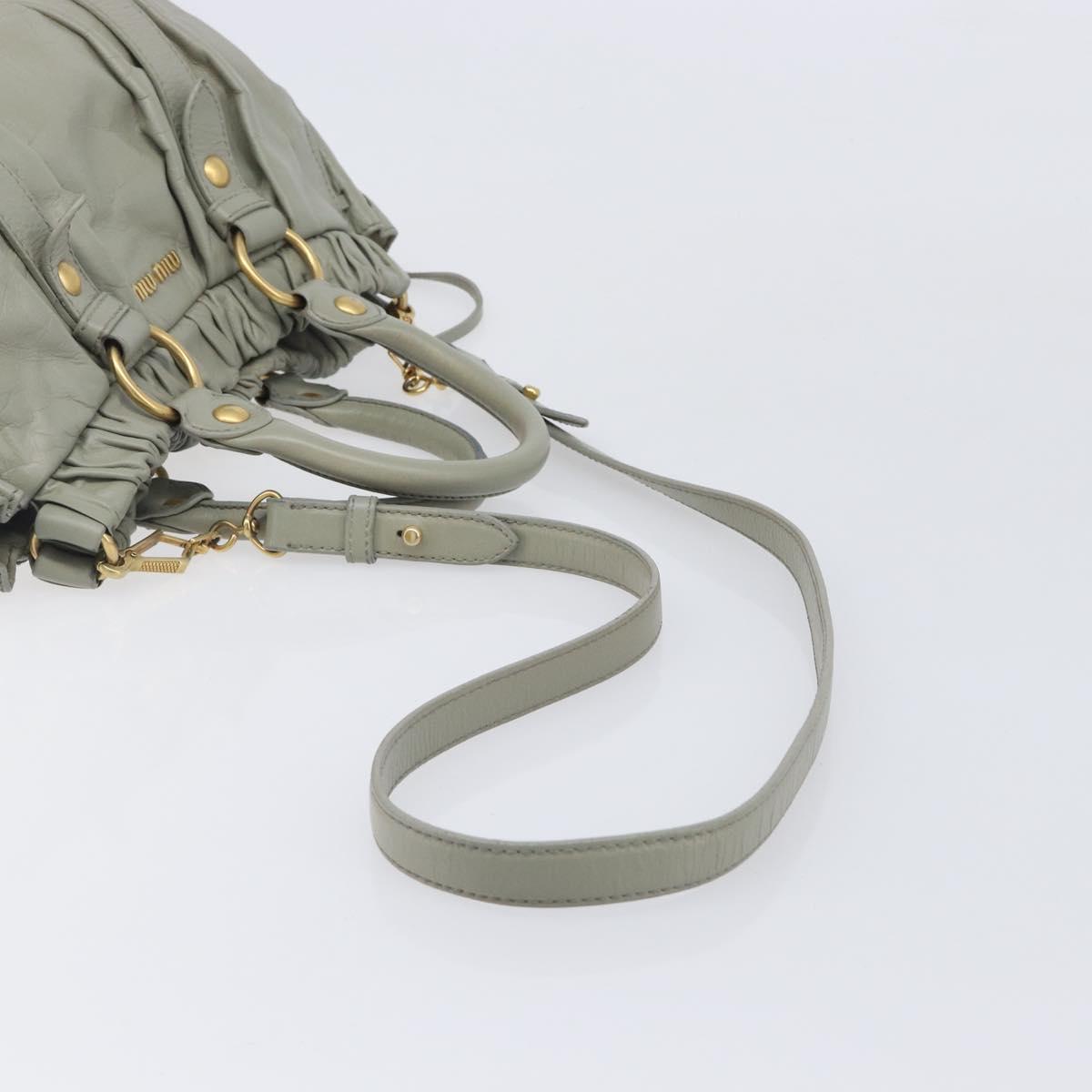 Miu Miu Hand Bag Leather 2way Gray Gold Auth 208252A
