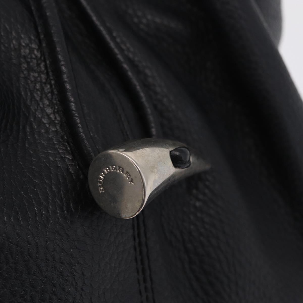 BURBERRY Hand Bag Leather Black Silver Auth 208256A