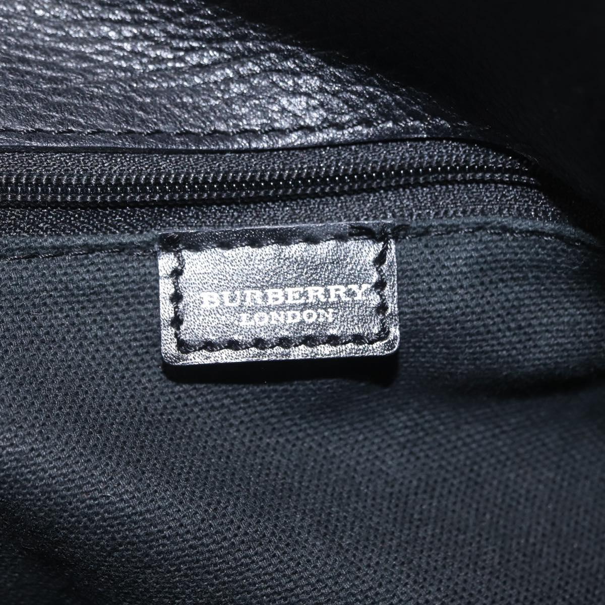 BURBERRY Hand Bag Leather Black Silver Auth 208256A
