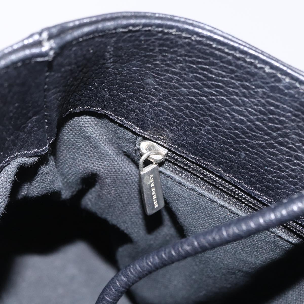BURBERRY Hand Bag Leather Black Silver Auth 208256A