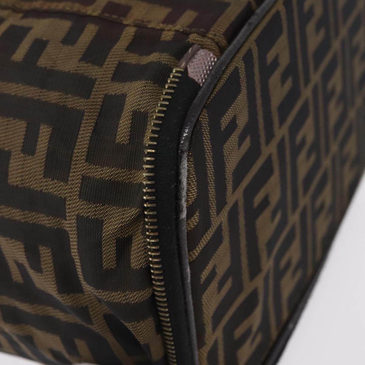 FENDI Zucca Canvas Vanity Hand Bag Black Brown Auth 208259