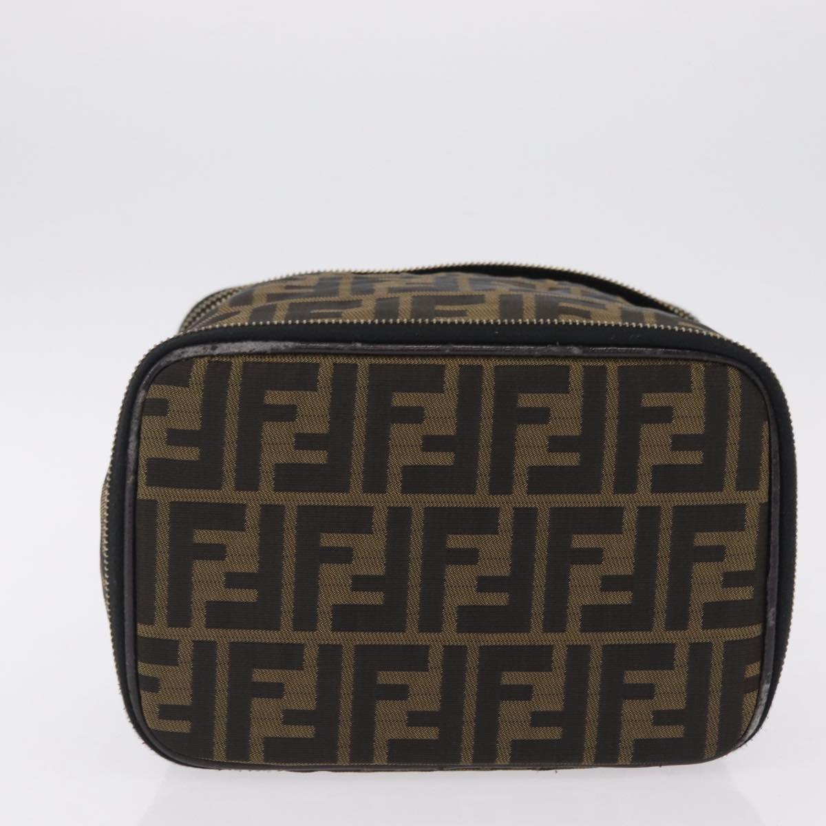 FENDI Zucca Canvas Vanity Hand Bag Black Brown Auth 208259