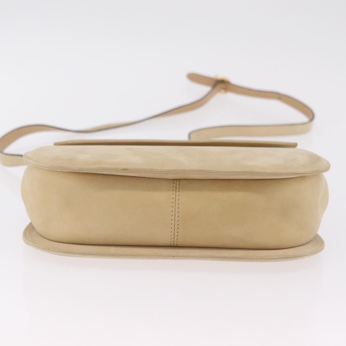 Salvatore Ferragamo Gancini Hand Bag Suede 2way Beige Gold Auth 208260A