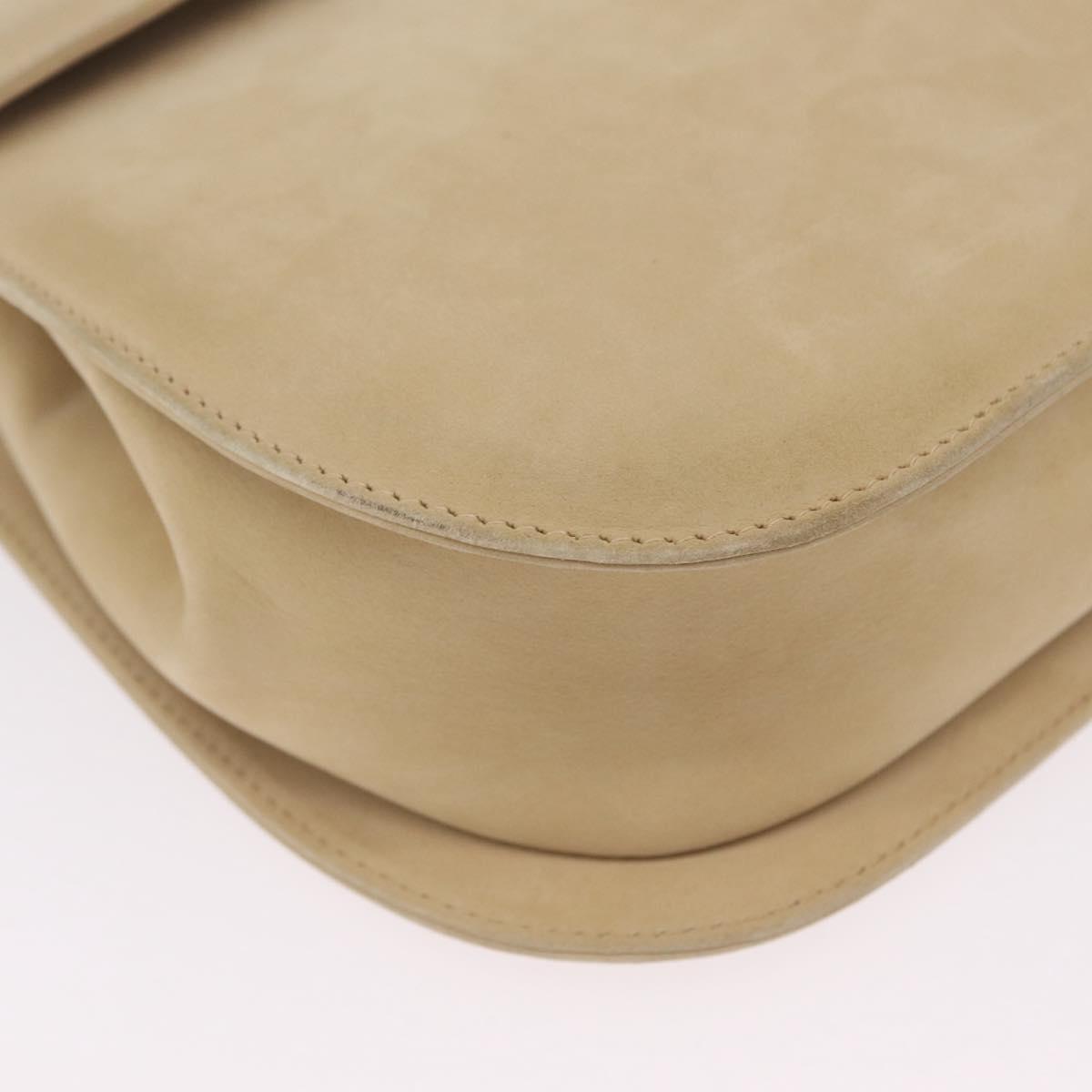 Salvatore Ferragamo Gancini Hand Bag Suede 2way Beige Gold Auth 208260A