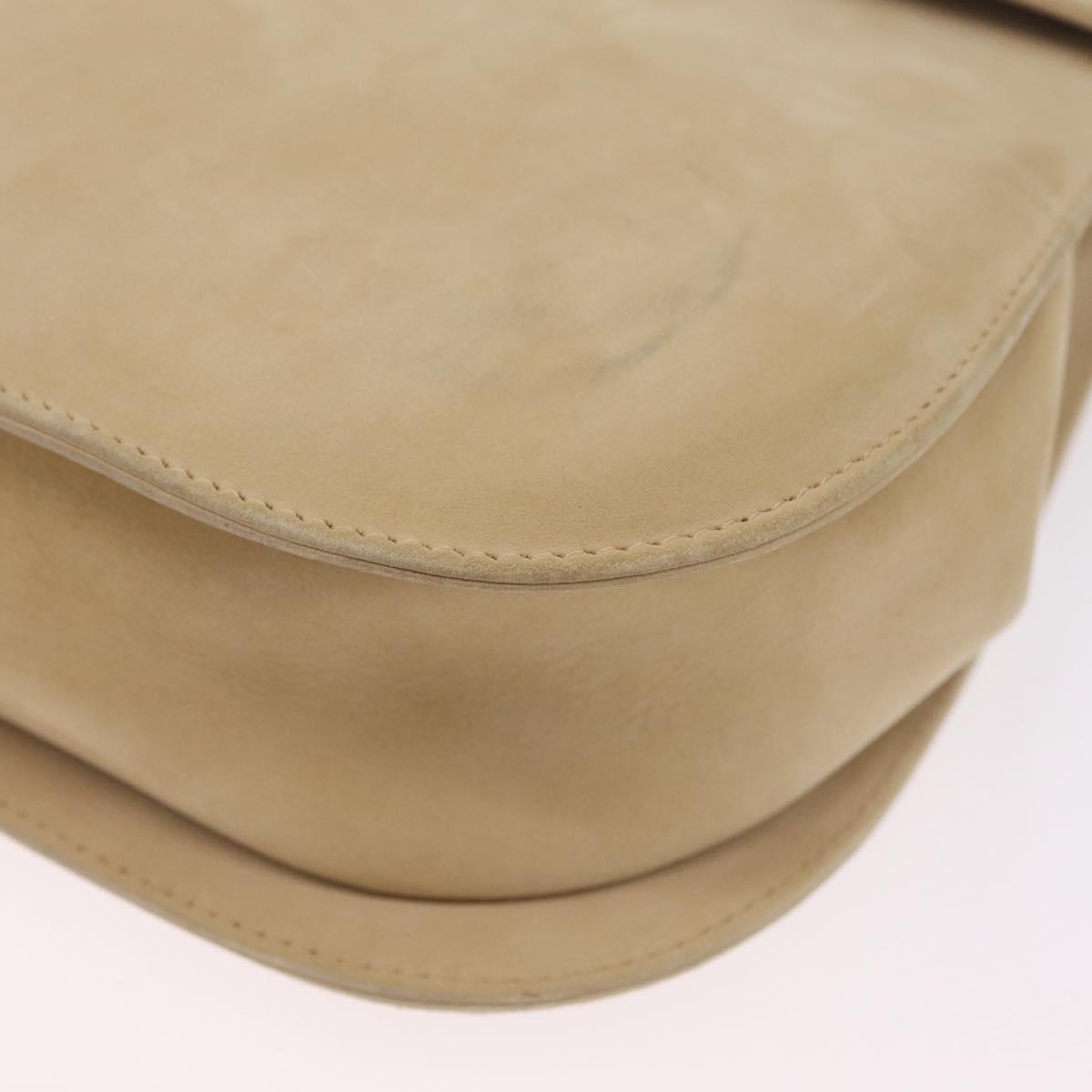 Salvatore Ferragamo Gancini Hand Bag Suede 2way Beige Gold Auth 208260A