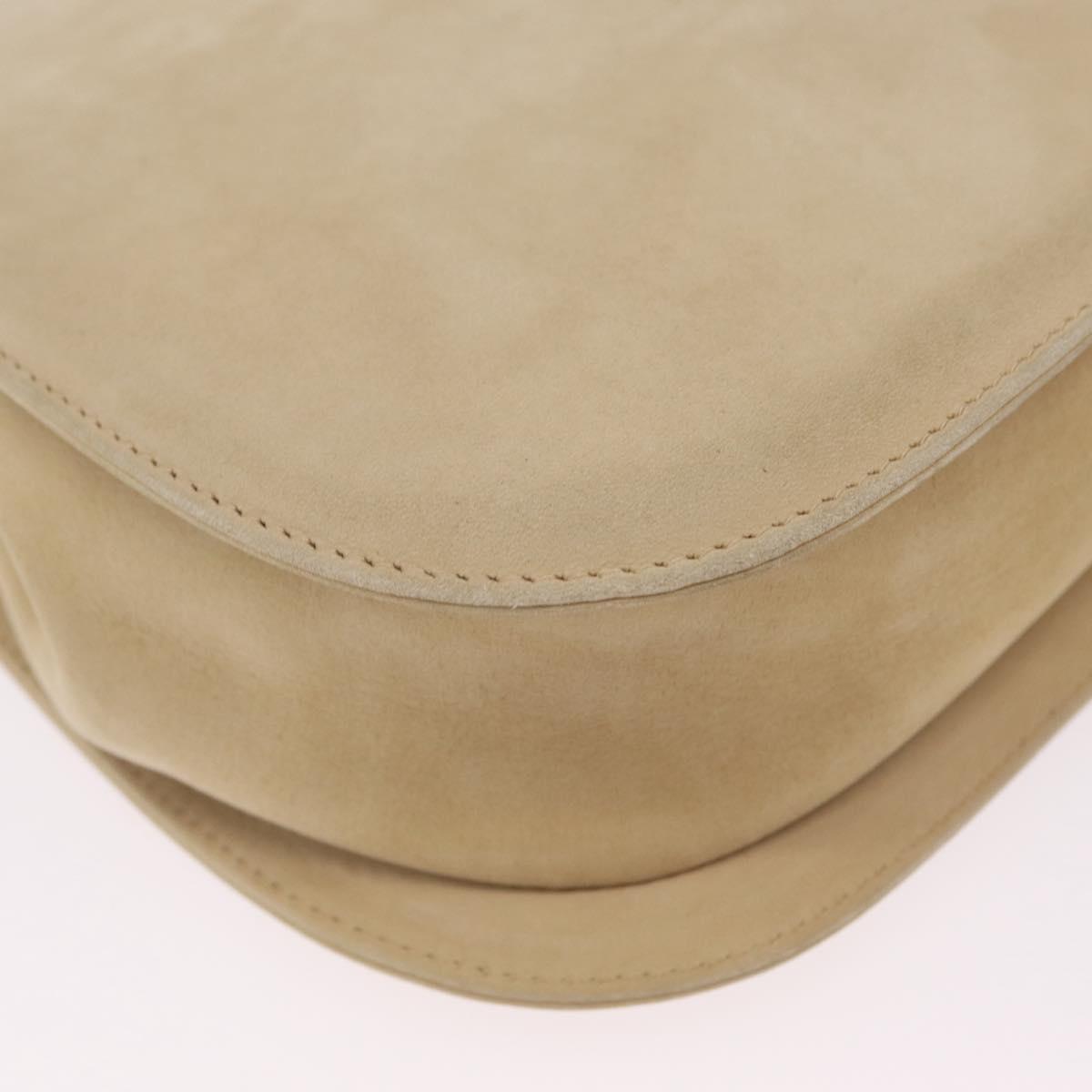 Salvatore Ferragamo Gancini Hand Bag Suede 2way Beige Gold Auth 208260A