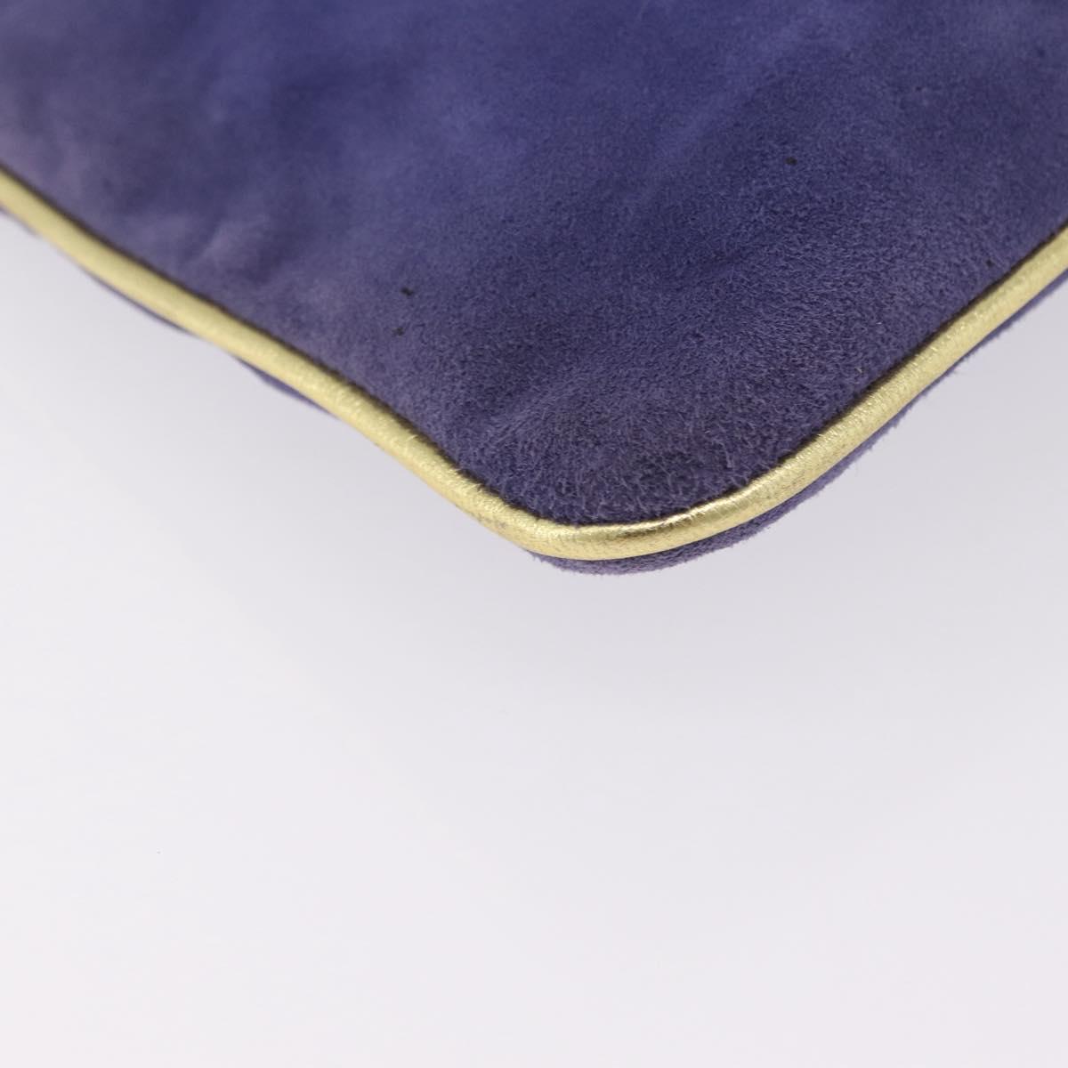 Salvatore Ferragamo Chain Shoulder Bag Suede Purple Gold Auth 208261A