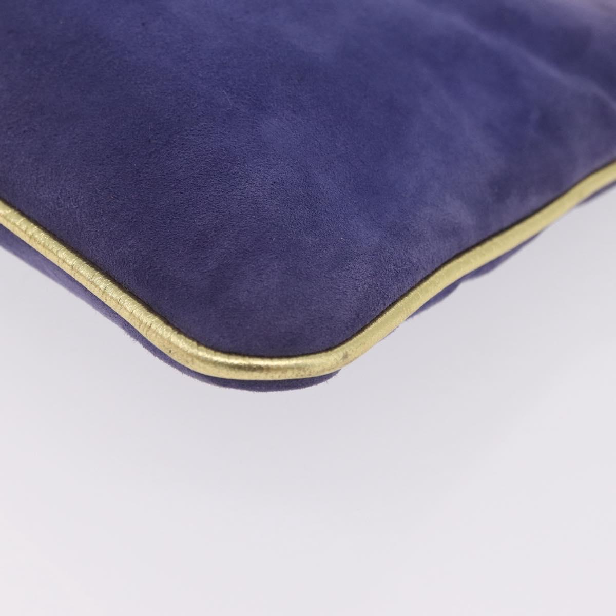 Salvatore Ferragamo Chain Shoulder Bag Suede Purple Gold Auth 208261A