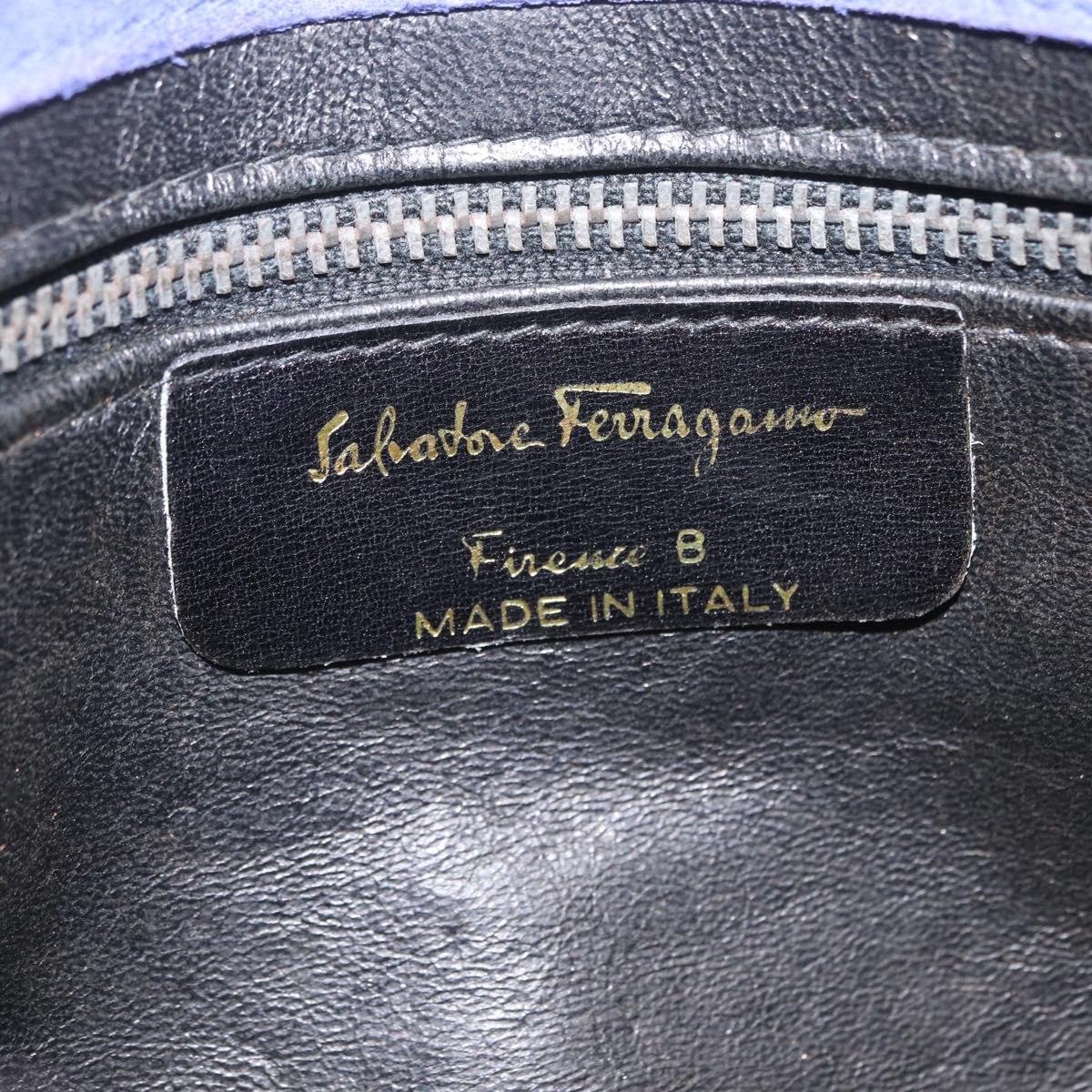 Salvatore Ferragamo Chain Shoulder Bag Suede Purple Gold Auth 208261A