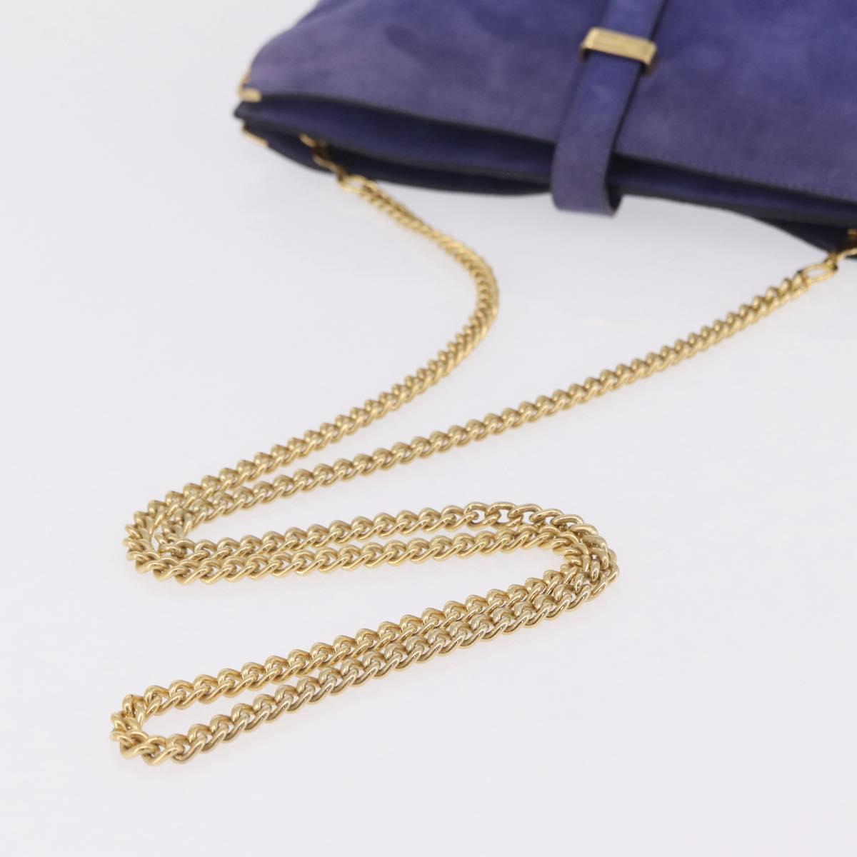 Salvatore Ferragamo Chain Shoulder Bag Suede Purple Gold Auth 208261A