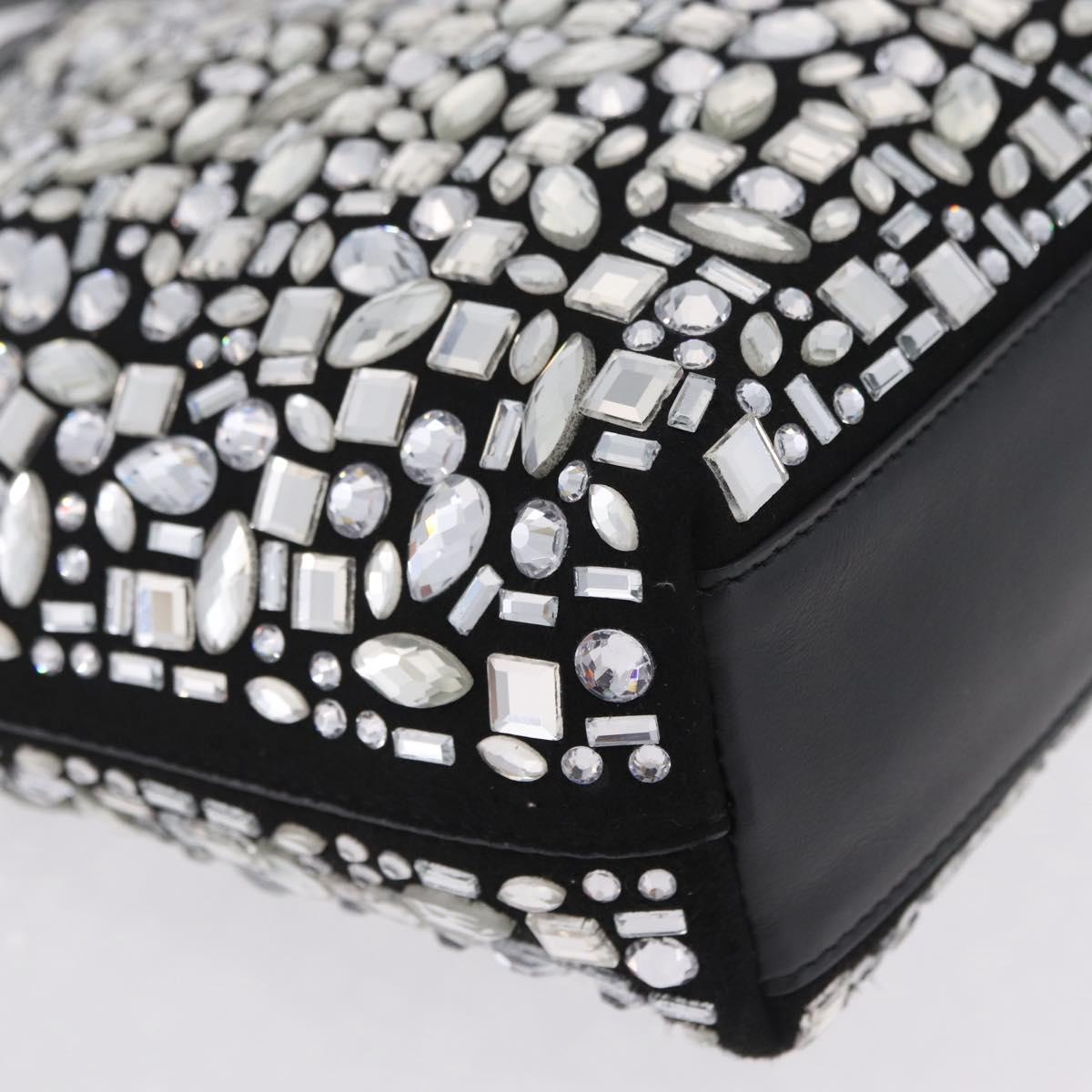 Salvatore Ferragamo Hand Bag Leather Black Silver Auth 208262A
