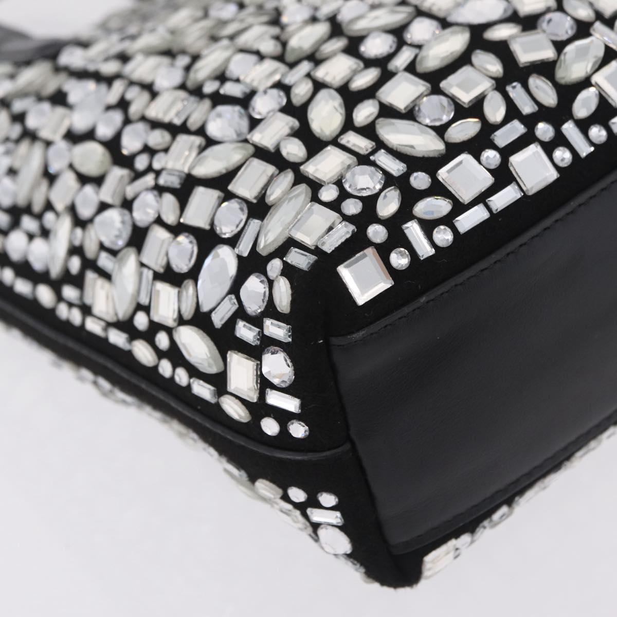 Salvatore Ferragamo Hand Bag Leather Black Silver Auth 208262A