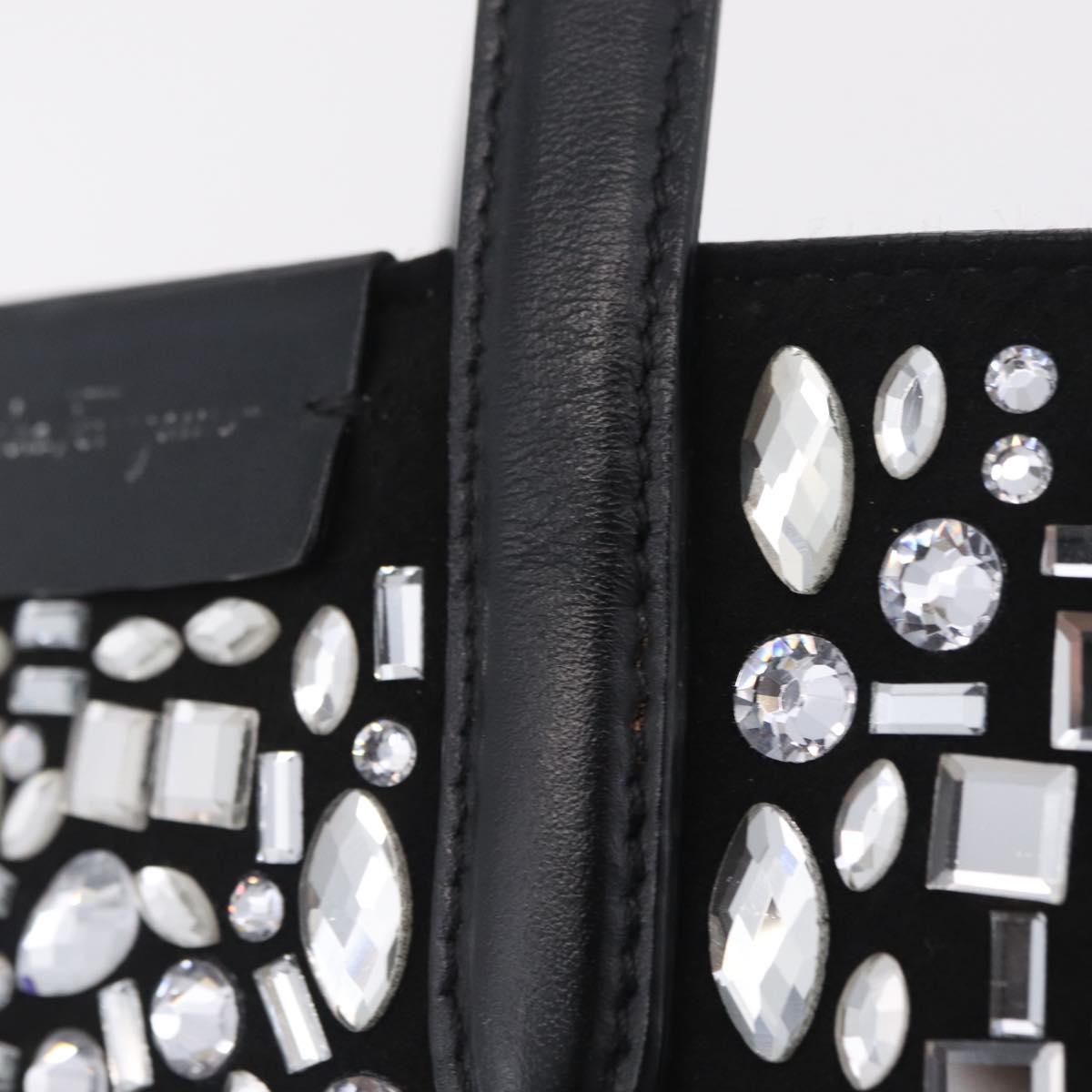 Salvatore Ferragamo Hand Bag Leather Black Silver Auth 208262A