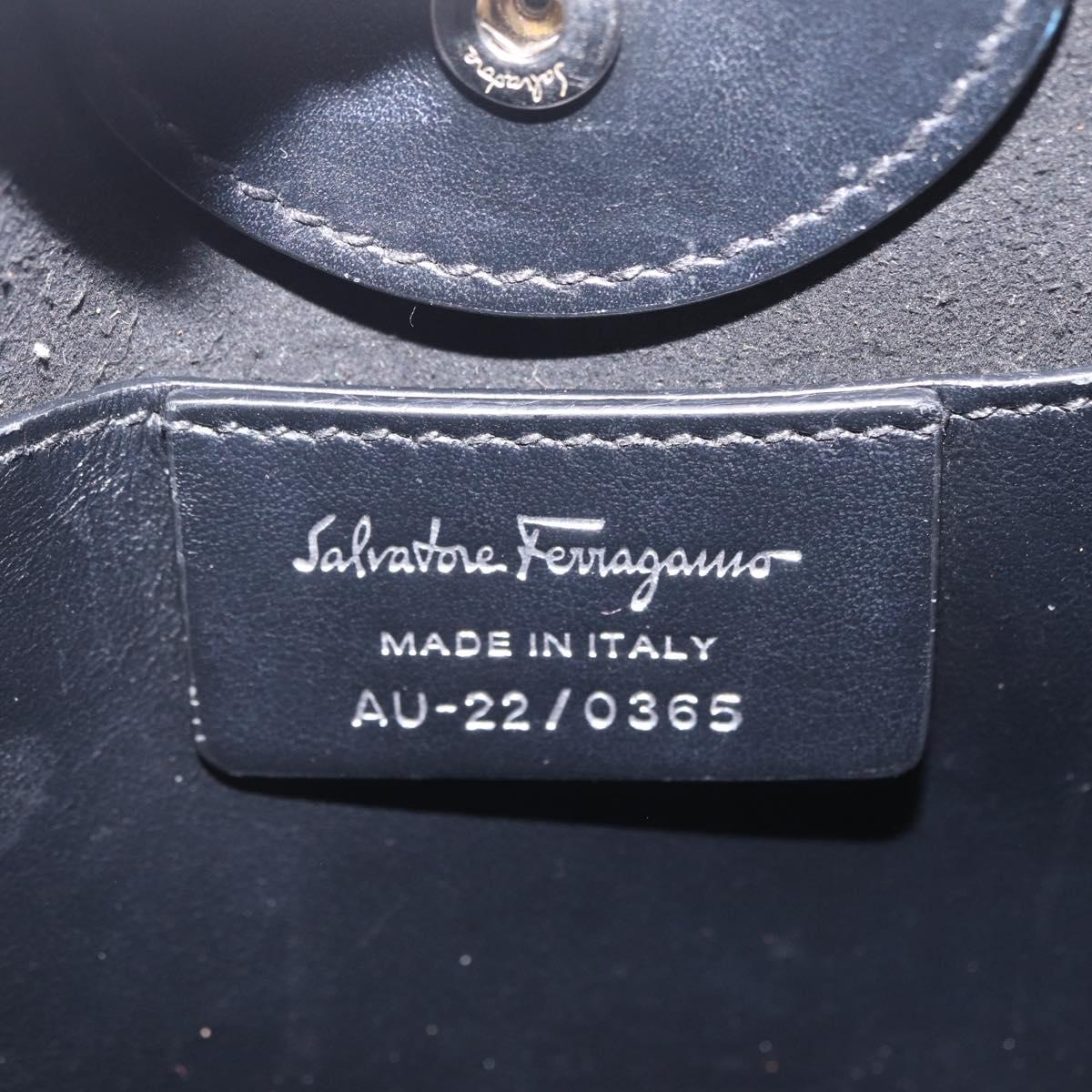 Salvatore Ferragamo Hand Bag Leather Black Silver Auth 208262A