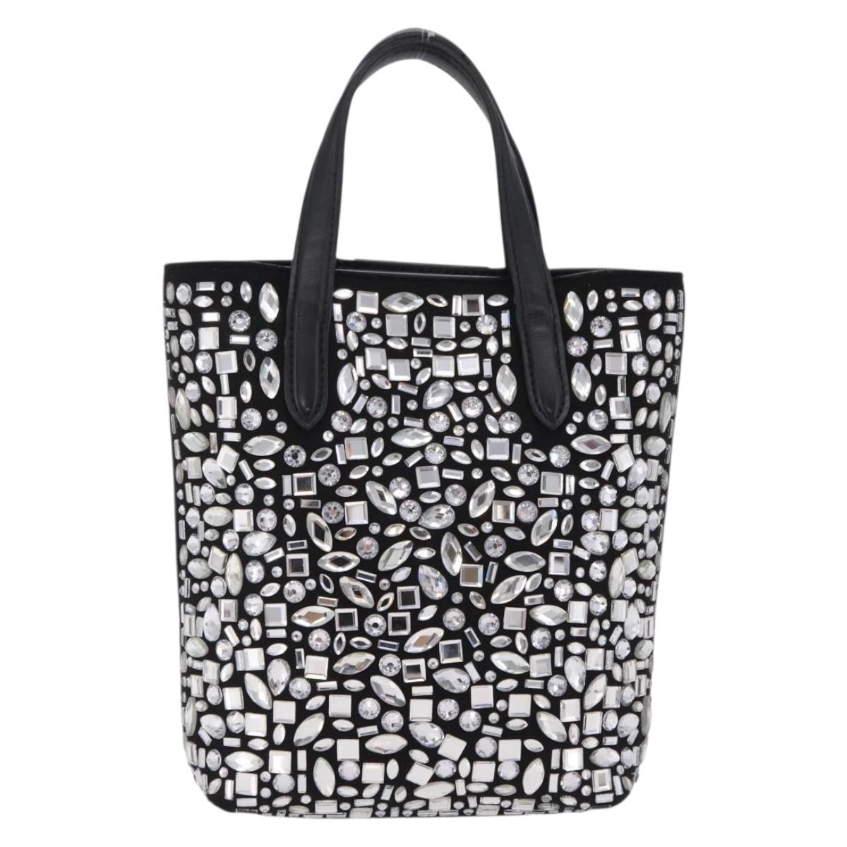 Salvatore Ferragamo Hand Bag Leather Black Silver Auth 208262A