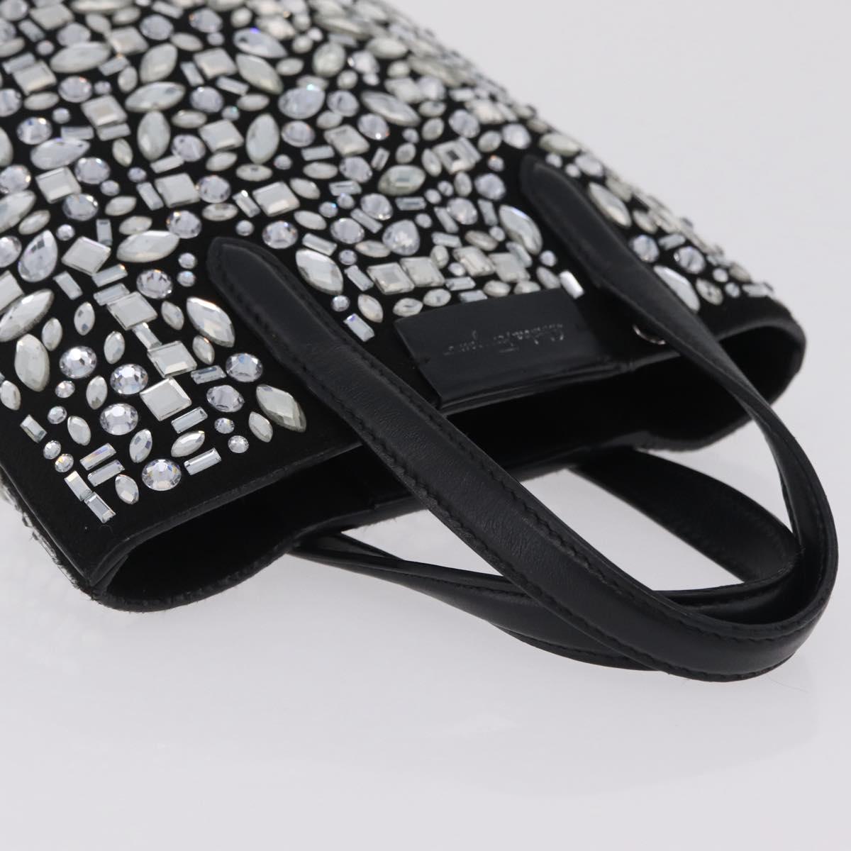Salvatore Ferragamo Hand Bag Leather Black Silver Auth 208262A
