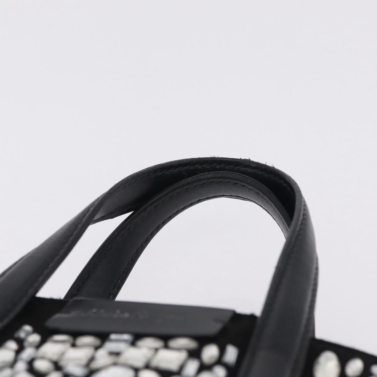 Salvatore Ferragamo Hand Bag Leather Black Silver Auth 208262A