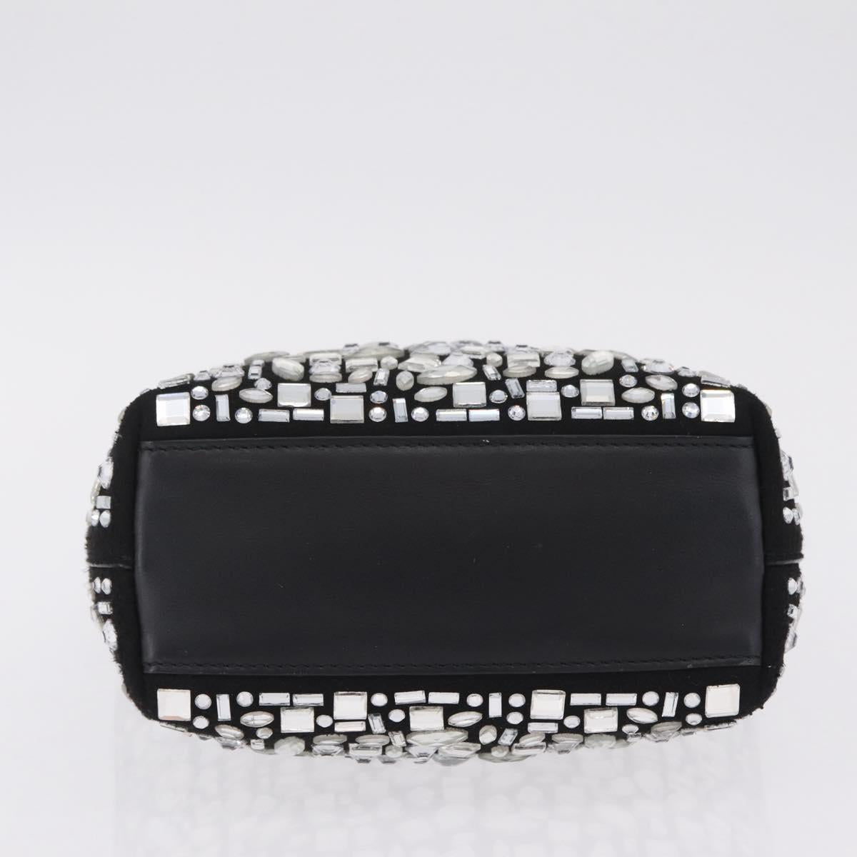 Salvatore Ferragamo Hand Bag Leather Black Silver Auth 208262A