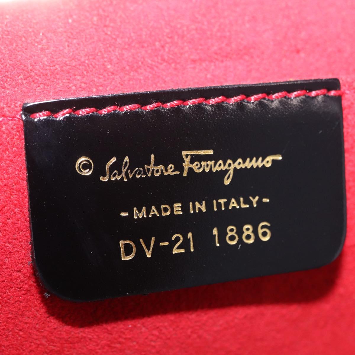 Salvatore Ferragamo Shoulder Bag Wool Black Gold Auth 208263A