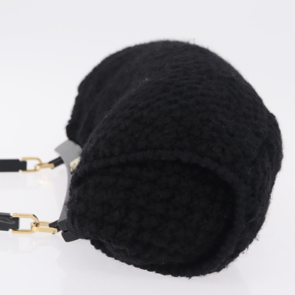 Salvatore Ferragamo Shoulder Bag Wool Black Gold Auth 208263A