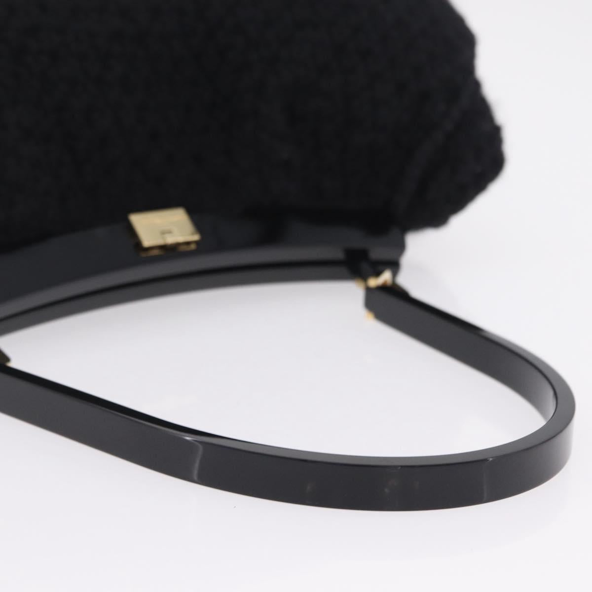 Salvatore Ferragamo Shoulder Bag Wool Black Gold Auth 208263A