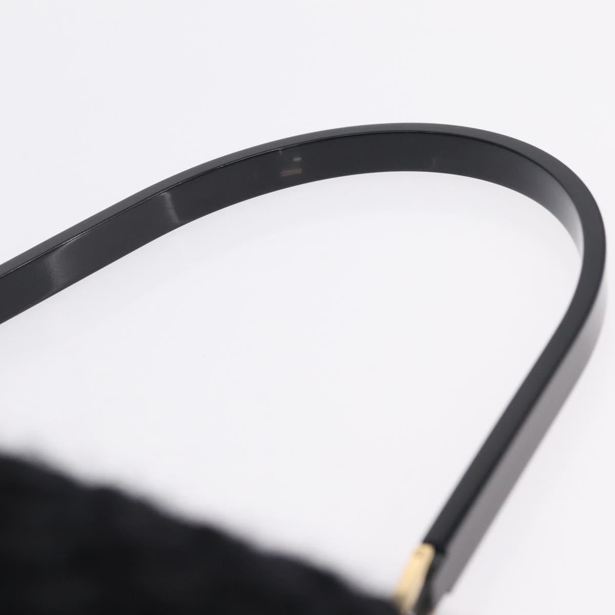 Salvatore Ferragamo Shoulder Bag Wool Black Gold Auth 208263A