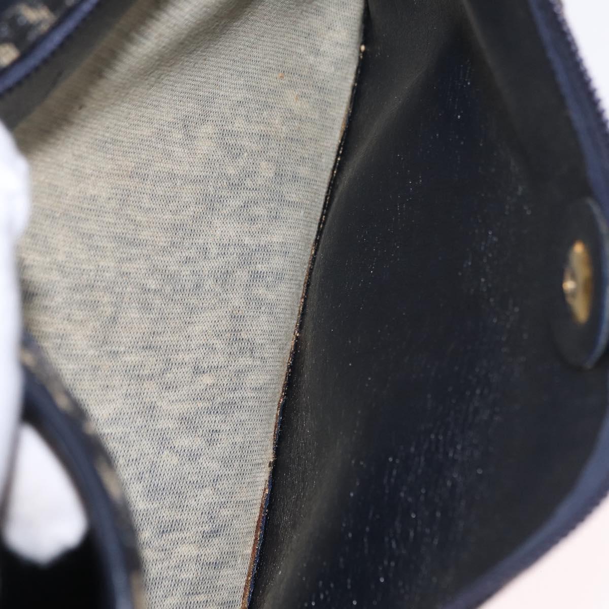 Christian Dior Trotter Canvas Shoulder Bag Navy Gold Auth 208265
