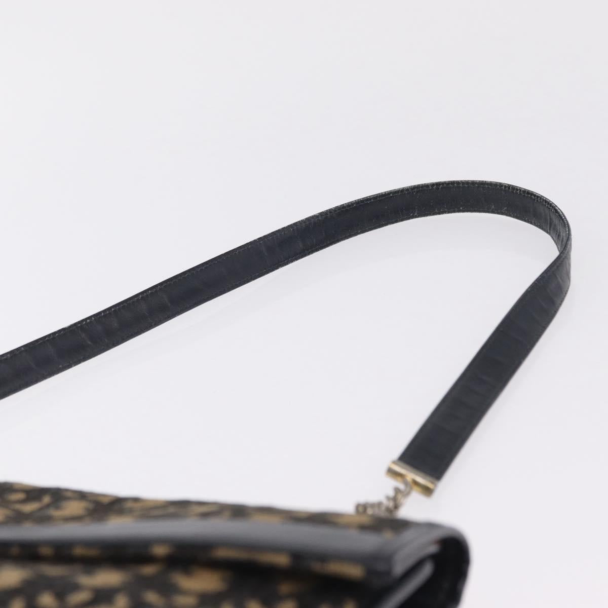 Christian Dior Trotter Canvas Shoulder Bag Navy Gold Auth 208265