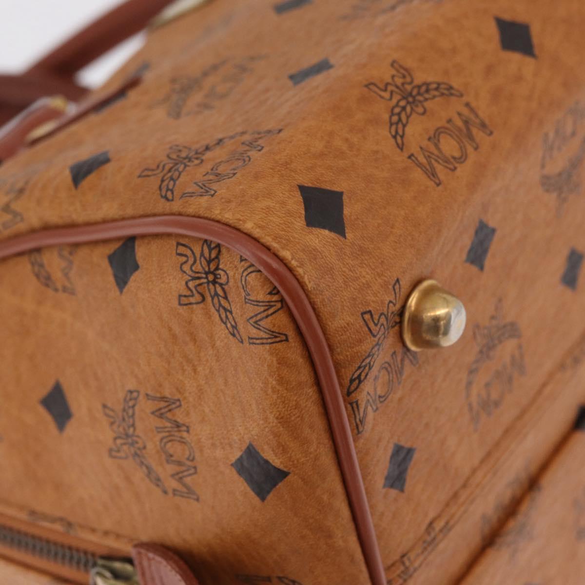 MCM Logogram Vicetos Boston Bag PVC Leather 2way Brown Gold Auth 208266A
