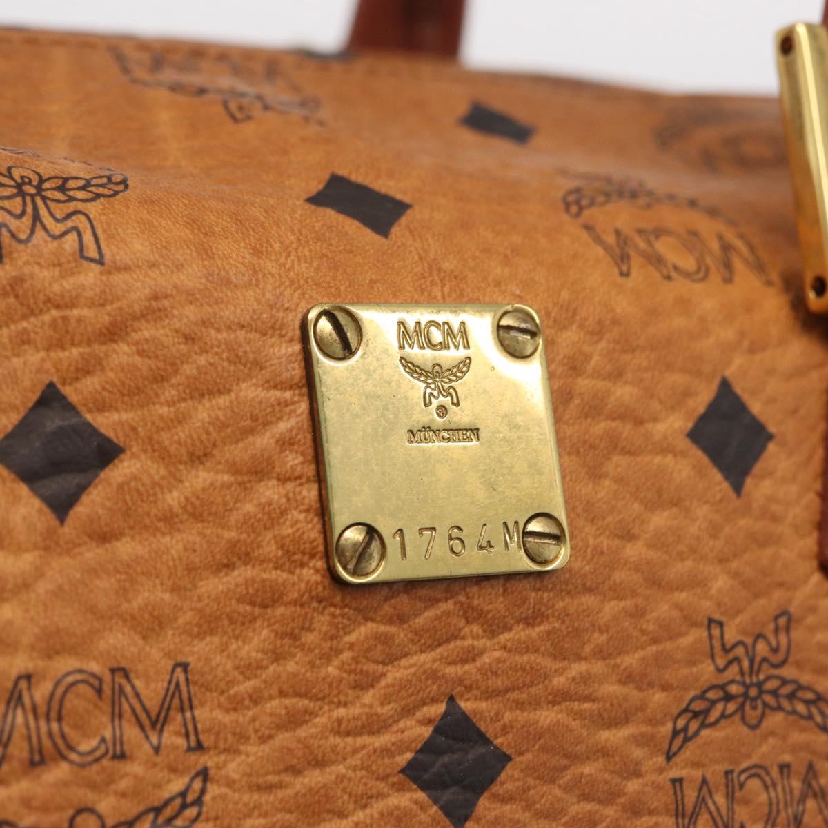 MCM Logogram Vicetos Boston Bag PVC Leather 2way Brown Gold Auth 208266A