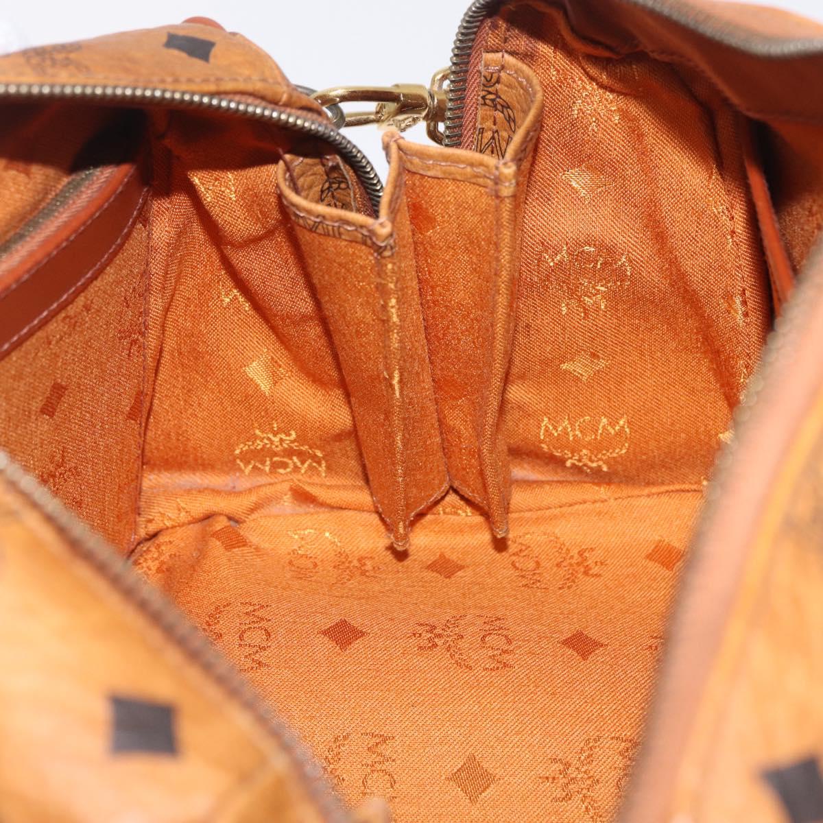 MCM Logogram Vicetos Boston Bag PVC Leather 2way Brown Gold Auth 208266A