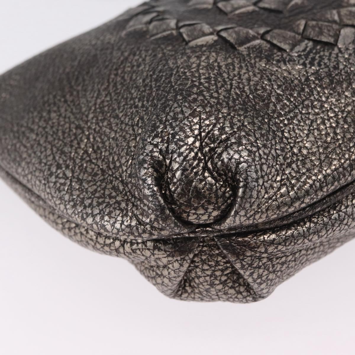 Bottega Veneta INTRECCIATO Shoulder Bag Leather Silver 196484 Auth 208268A
