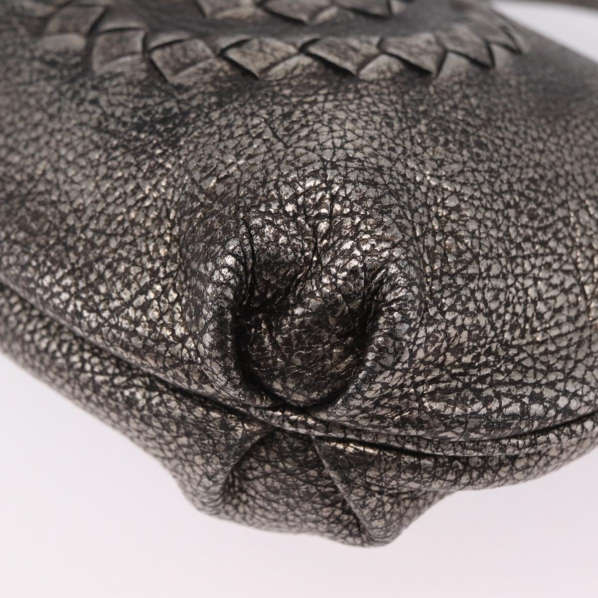 Bottega Veneta INTRECCIATO Shoulder Bag Leather Silver 196484 Auth 208268A