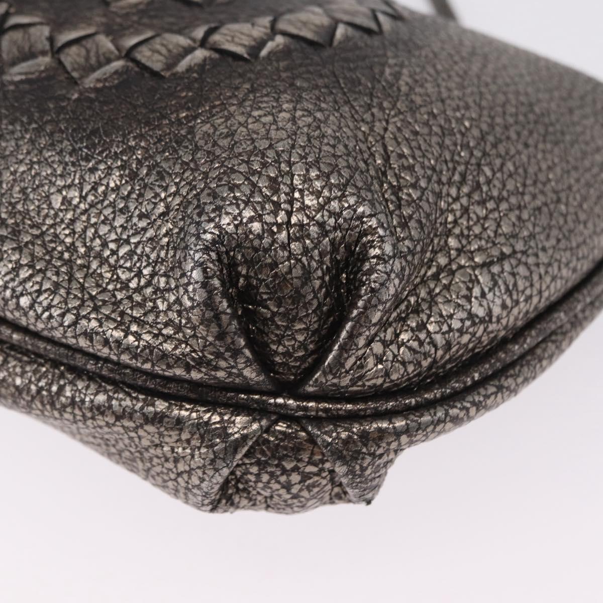 Bottega Veneta INTRECCIATO Shoulder Bag Leather Silver 196484 Auth 208268A