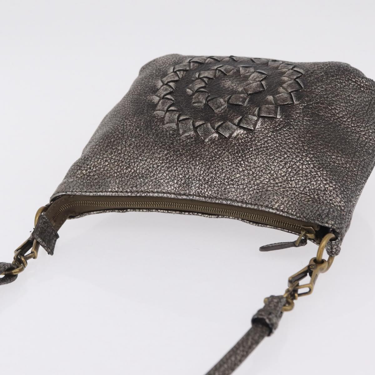 Bottega Veneta INTRECCIATO Shoulder Bag Leather Silver 196484 Auth 208268A