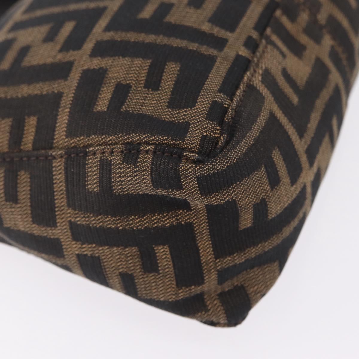 FENDI Zucca Canvas Hand Pouch Black Brown Auth 208269