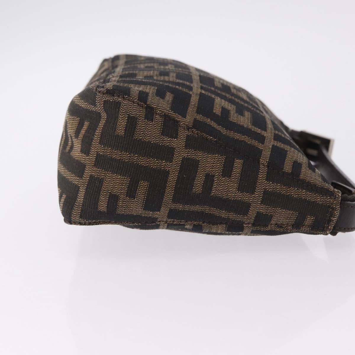 FENDI Zucca Canvas Hand Pouch Black Brown Auth 208269
