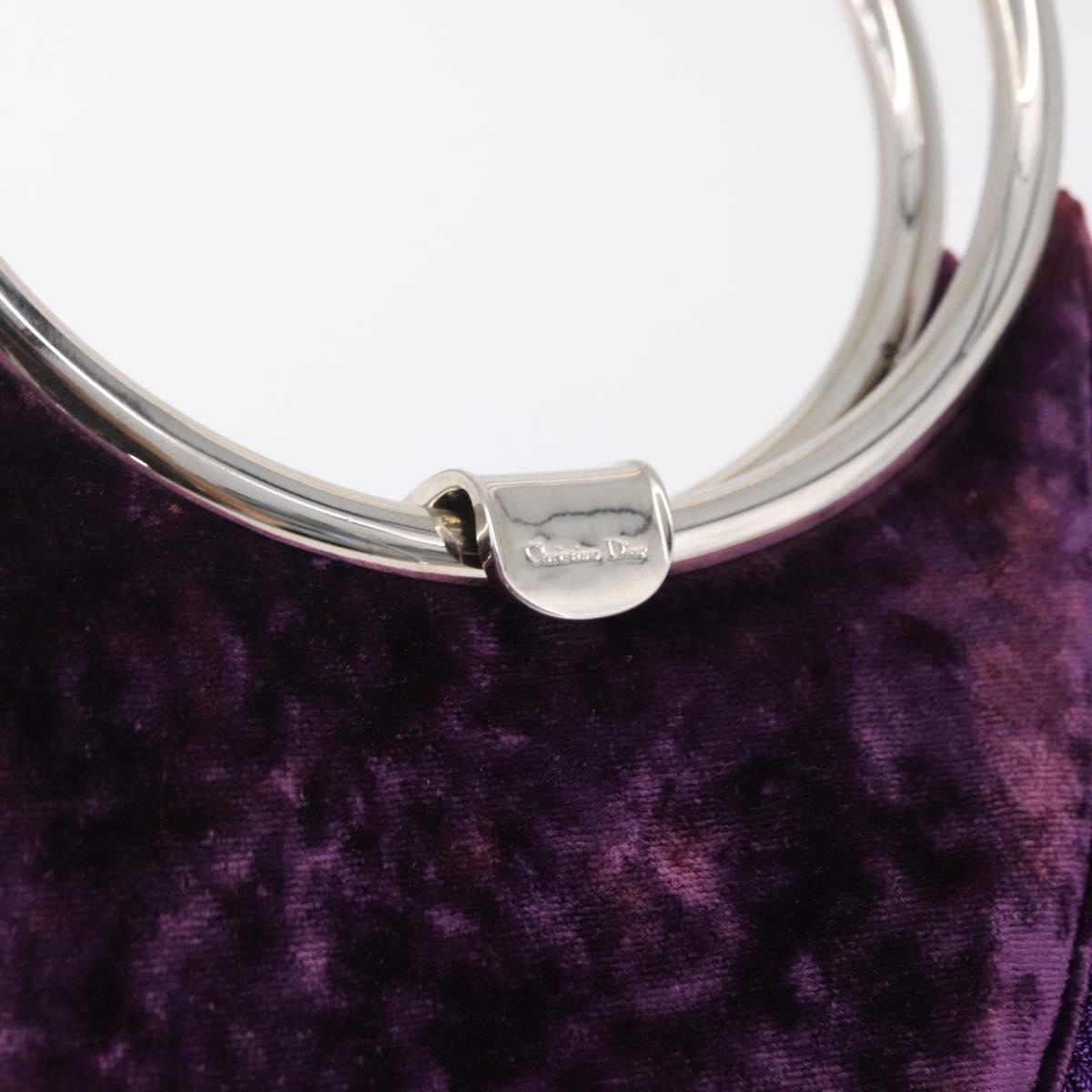 Christian Dior Hand Bag Velor Purple Silver Auth 208271A