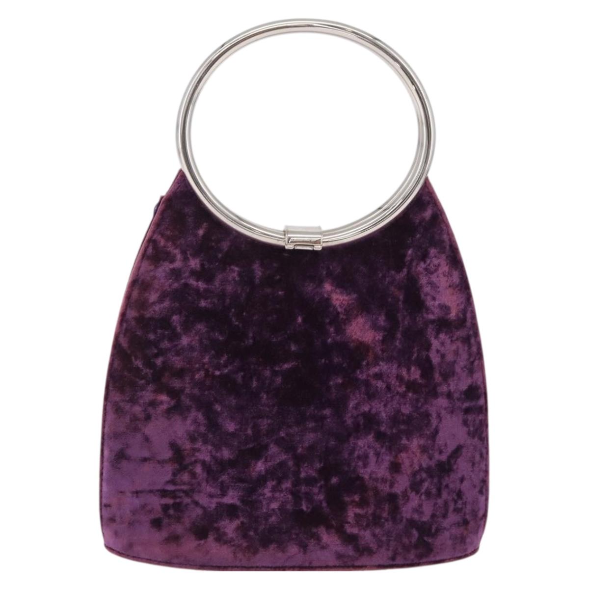 Christian Dior Hand Bag Velor Purple Silver Auth 208271A