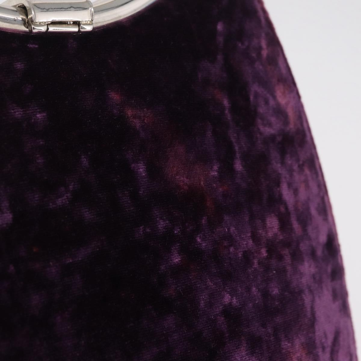 Christian Dior Hand Bag Velor Purple Silver Auth 208271A