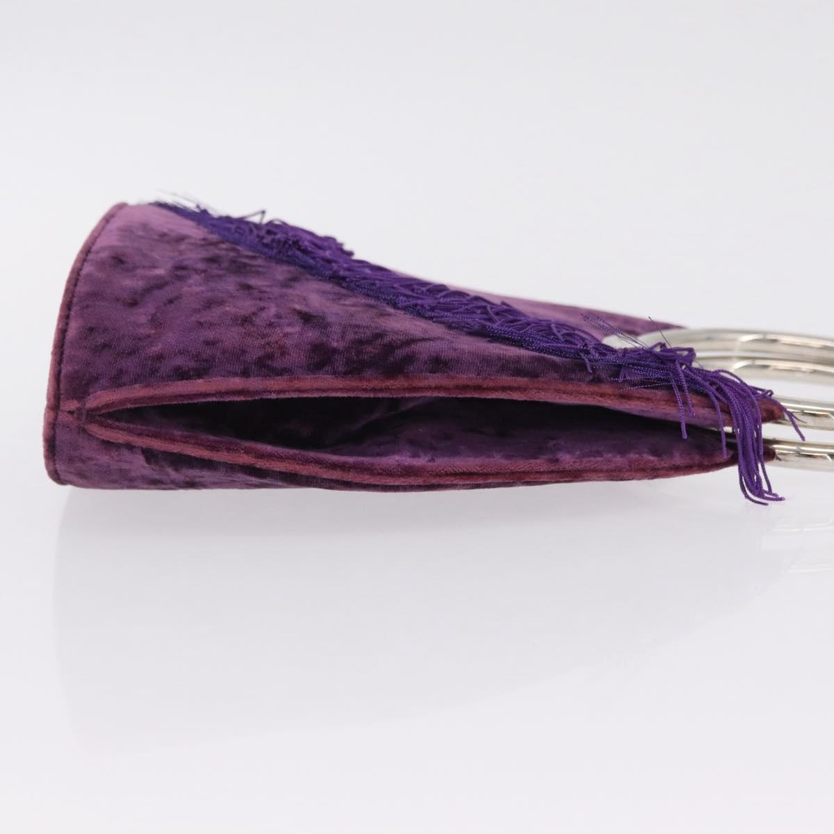 Christian Dior Hand Bag Velor Purple Silver Auth 208271A