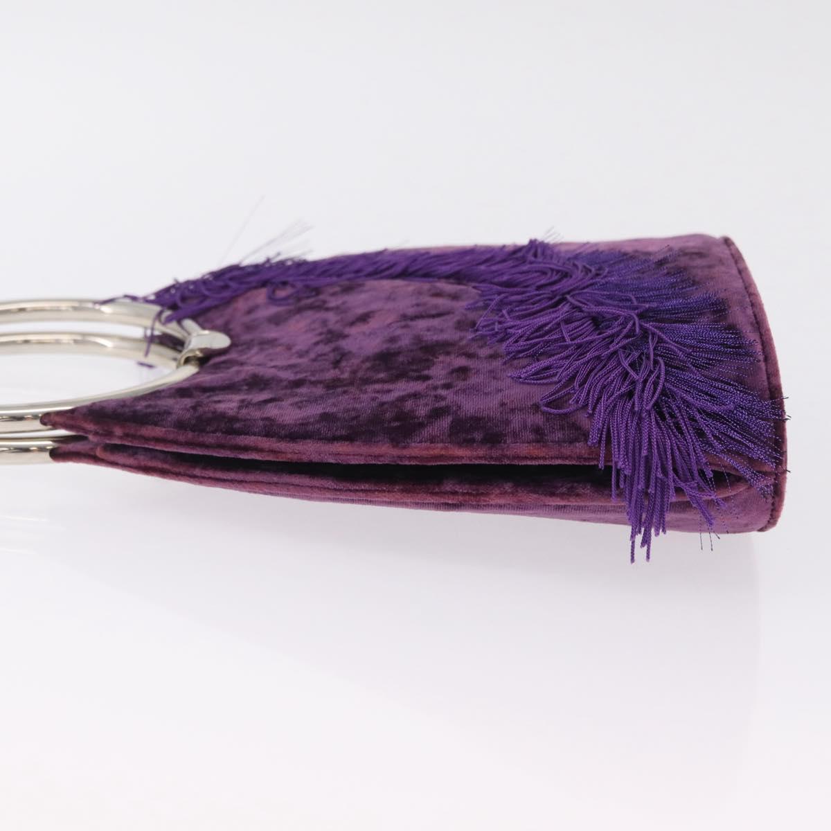 Christian Dior Hand Bag Velor Purple Silver Auth 208271A