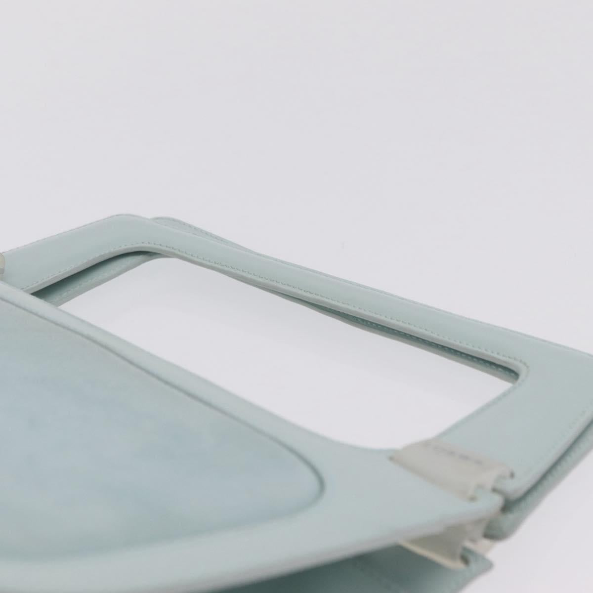 LOEWE Hand Bag Suede Light Blue Gold Auth 208276A